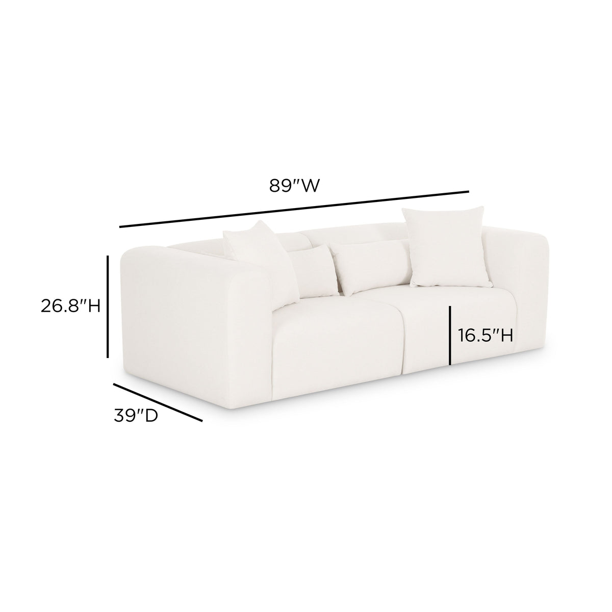 Tarra 86" Cream Performance Chenille Modular Loveseat by TOV Furniture – photo 5 of 5