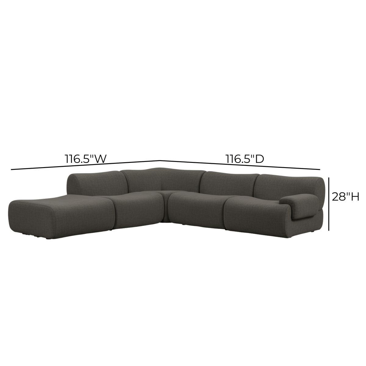 Zenith Charcoal Gray Upcycled Fabric Modular LAF Sectional by TOV Furniture – photo 8 of 8