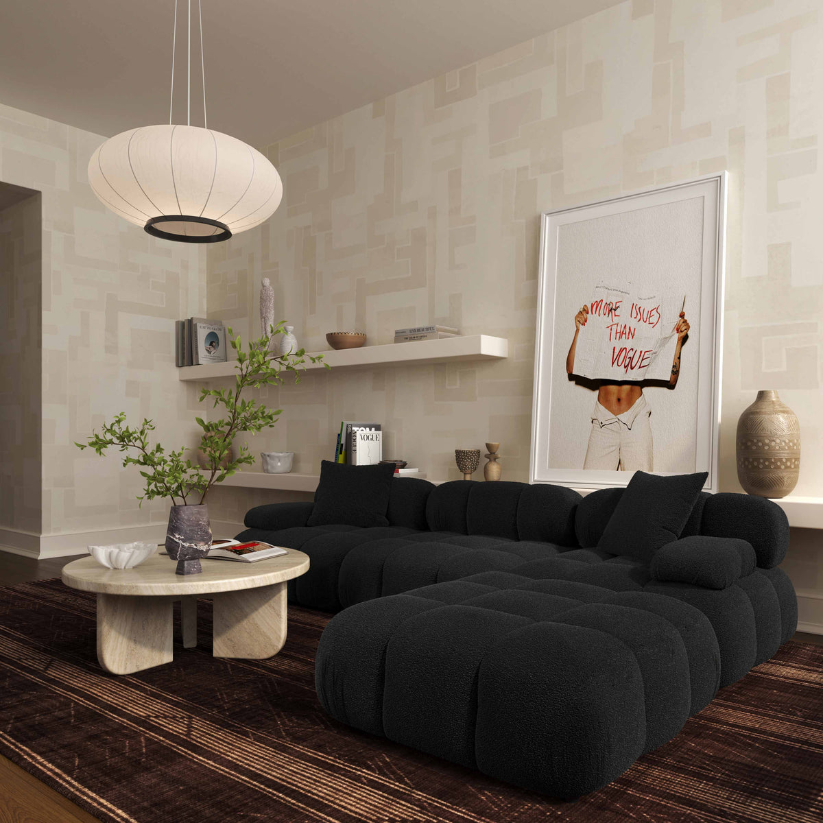 Calliope Black Performance Vegan Shearling 4-piece Modular Sectional by TOV Furniture – photo 2 of 10