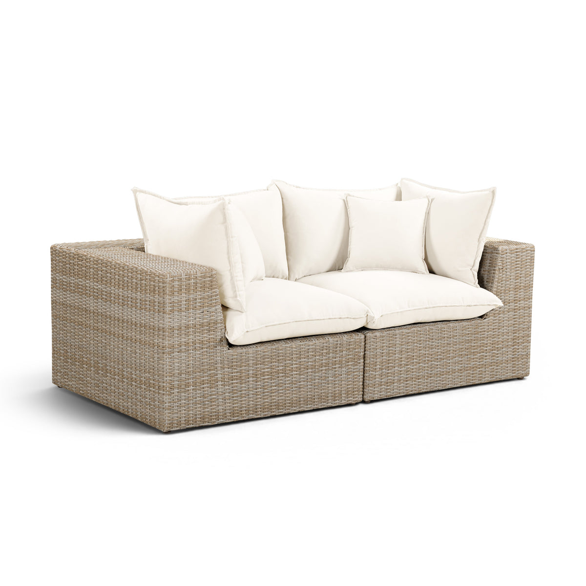 Cali Natural Performance Fabric & Natural Wicker Modular Outdoor Loveseat by TOV Furniture – photo 2 of 6