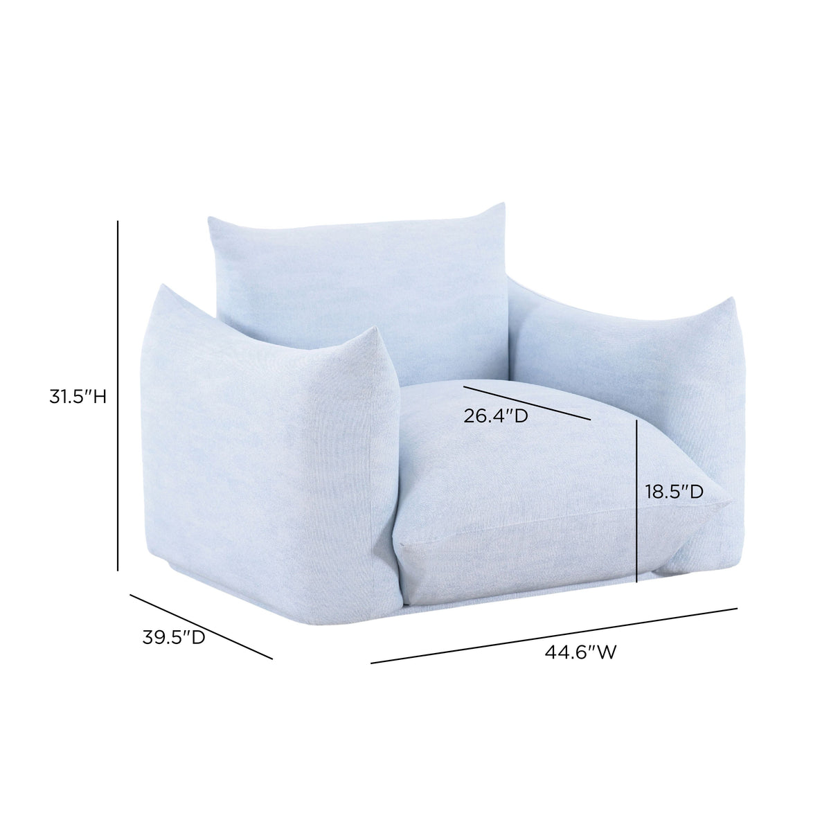 Saint Tropez Light Blue Performance Petite Boucle Outdoor Armchair by TOV Furniture – photo 6 of 6