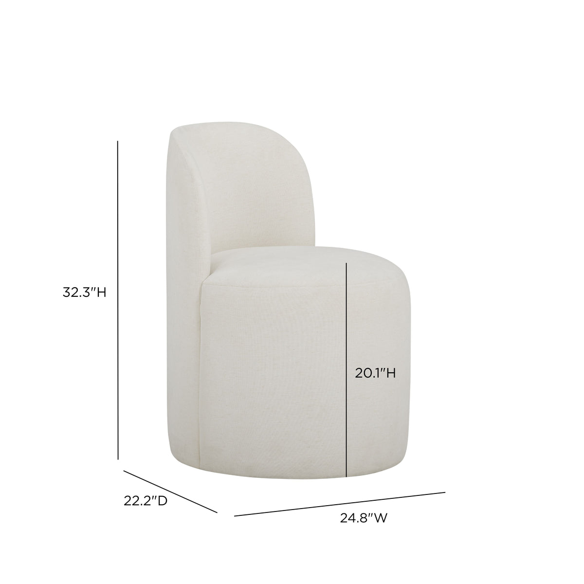 Persa Round Back Cream Performance Chenille Dining Chair by TOV Furniture – photo 7 of 7