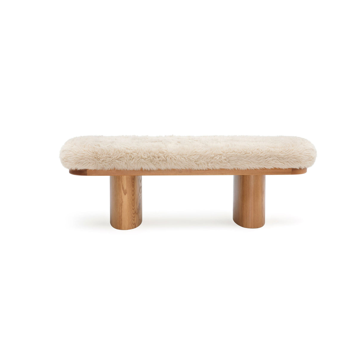 Ollie Natural Contract-Grade Straight Vegan Shearling Bench by TOV Furniture – photo 3 of 7