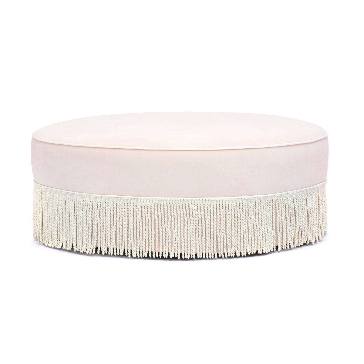 Tassy Pink Tasseled Round Ottoman by TOV Furniture – photo 1 of 7