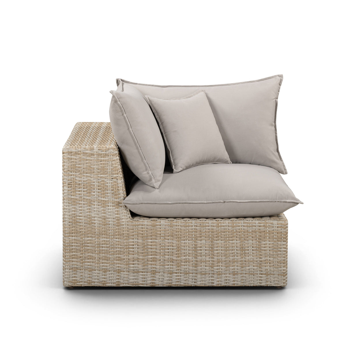 Cali Light Gray Performance Fabric & Natural Wicker Outdoor Corner Chair by TOV Furniture – photo 2 of 5