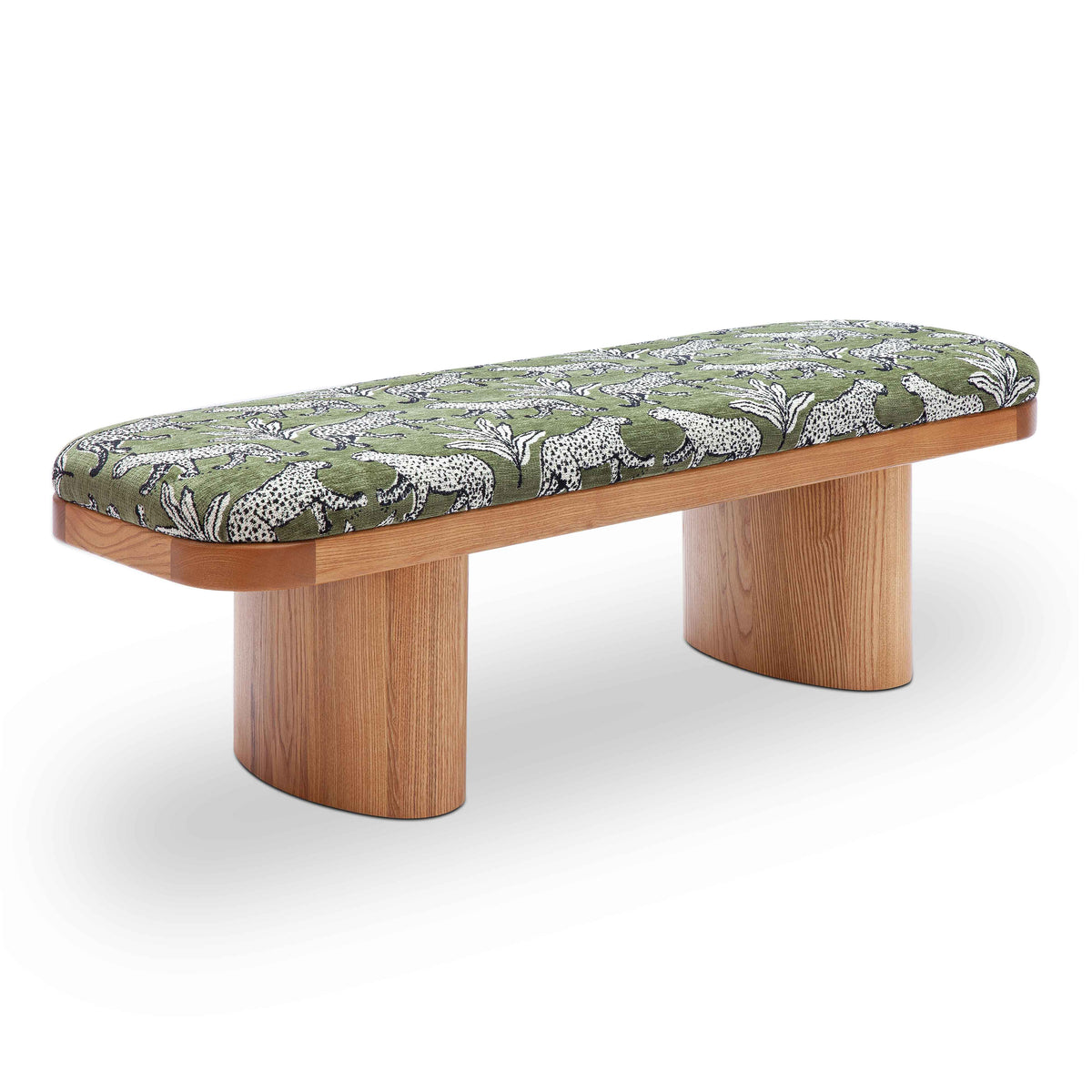 Ollie 48" Olive Green Leopard Performance Jacquard Bench by TOV Furniture – photo 1 of 8
