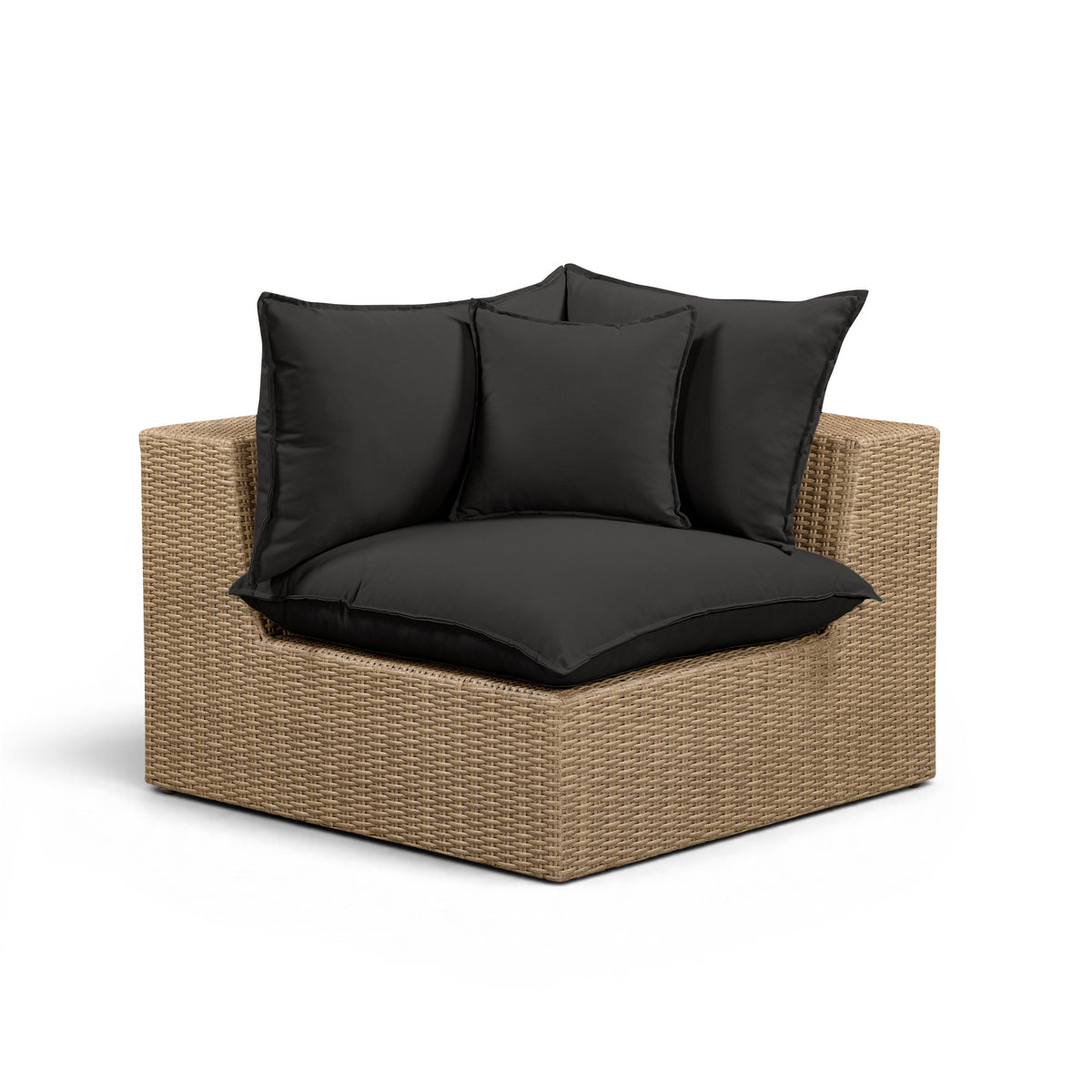 Cali Black Performance Fabric & Brown Wicker Outdoor Corner Chair by TOV Furniture – photo 1 of 5