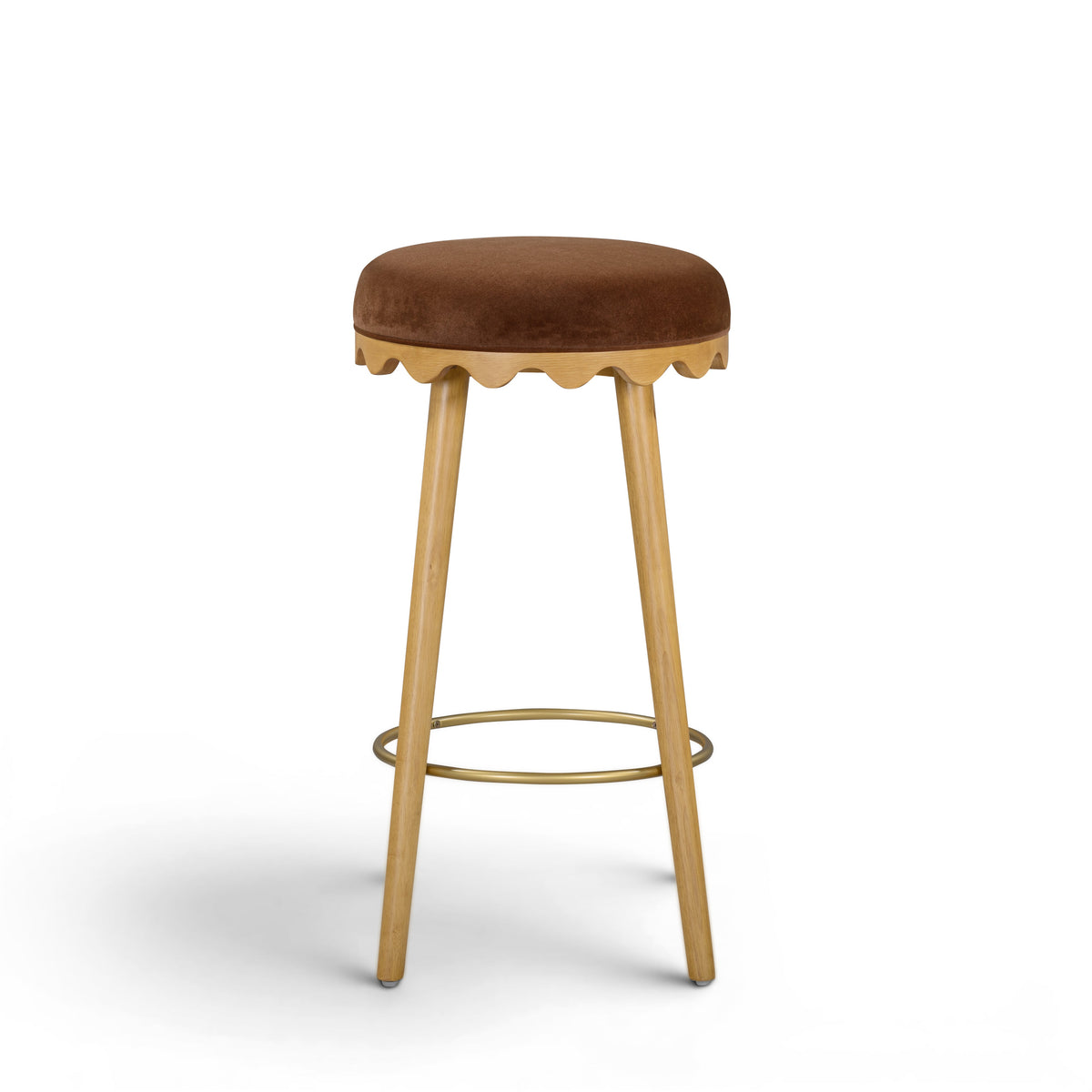 Oodle Bronze Performance Vegan Mohair Natural Bar Stool by TOV Furniture – photo 3 of 6