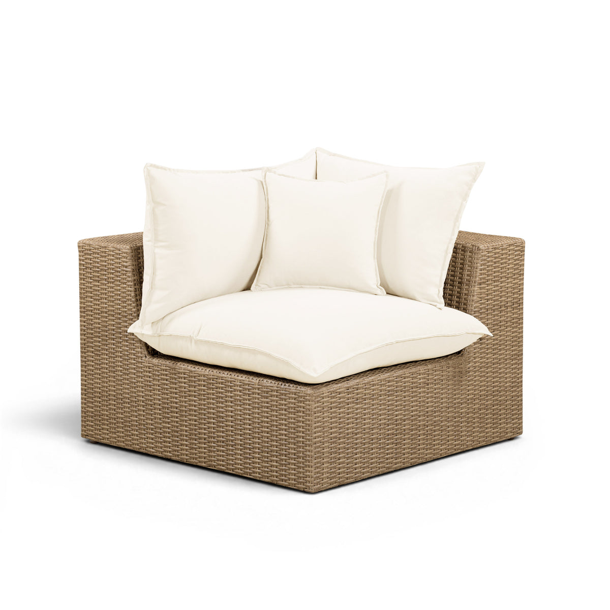 Cali Natural Performance Fabric & Brown Wicker Outdoor Corner Chair by TOV Furniture – photo 1 of 5
