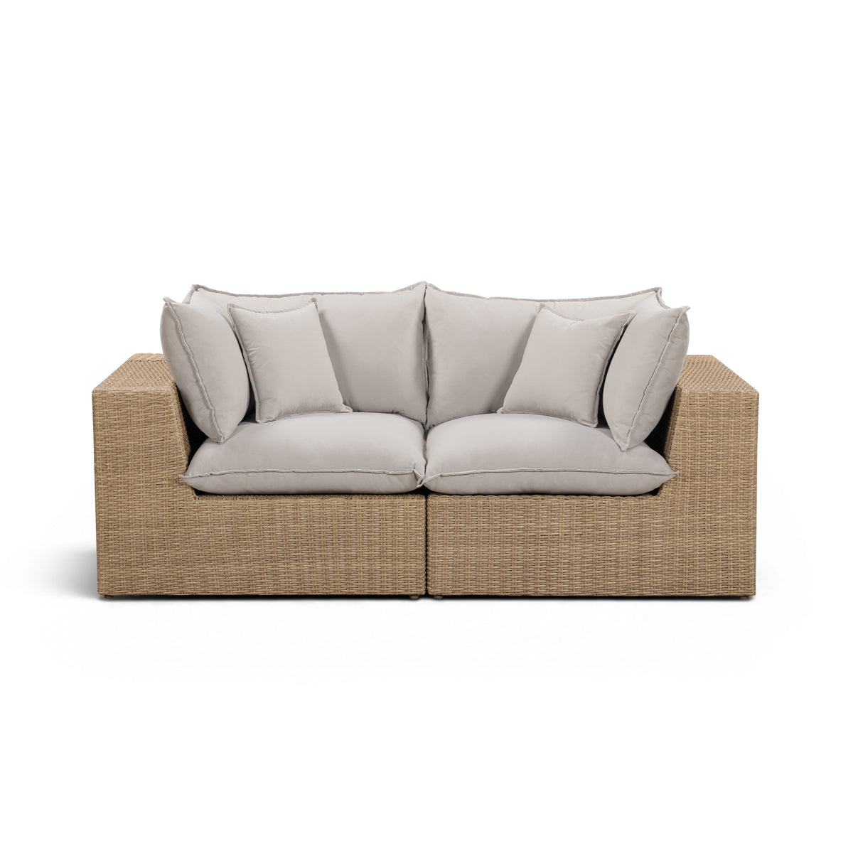 Cali Light Gray Fabric & Brown Wicker Modular Outdoor Loveseat by TOV Furniture – photo 1 of 5