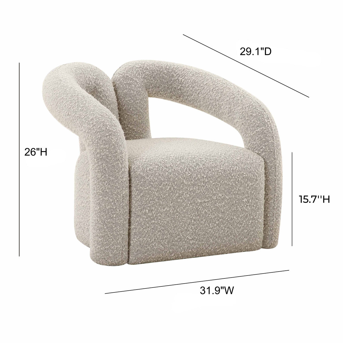Jenn Grey Speckled Performance Boucle Accent Chair by TOV Furniture – photo 5 of 5