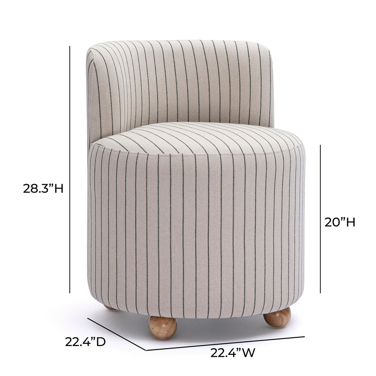 Hakuna Black and White Striped Linen Desk Chair by TOV Furniture – photo 6 of 6