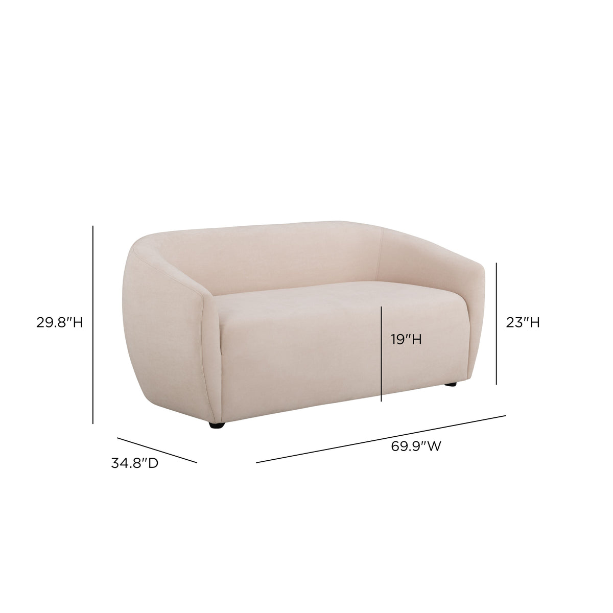 Jordan 70" Blush Pink Textured Performance Velvet Loveseat by TOV Furniture – photo 6 of 6