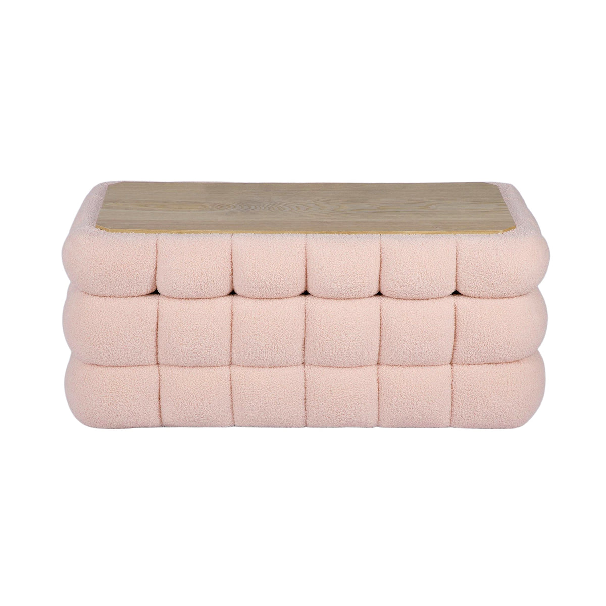 Anita 38.5" Pink Shearling Storage Bench With Reversible Tray Top by TOV Furniture – photo 3 of 10