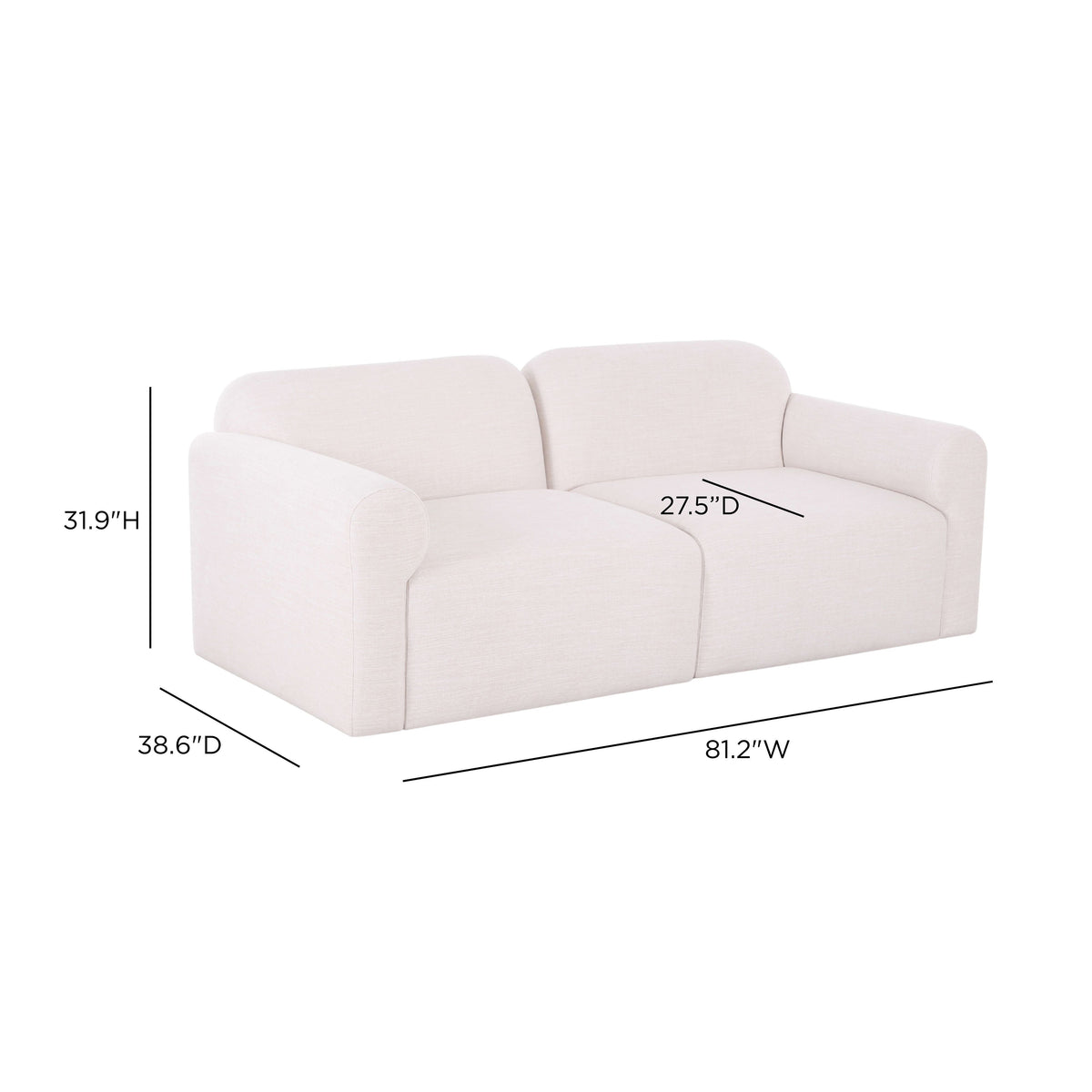 Gorge 81" Cream Performance Loveseat by TOV Furniture – photo 9 of 9