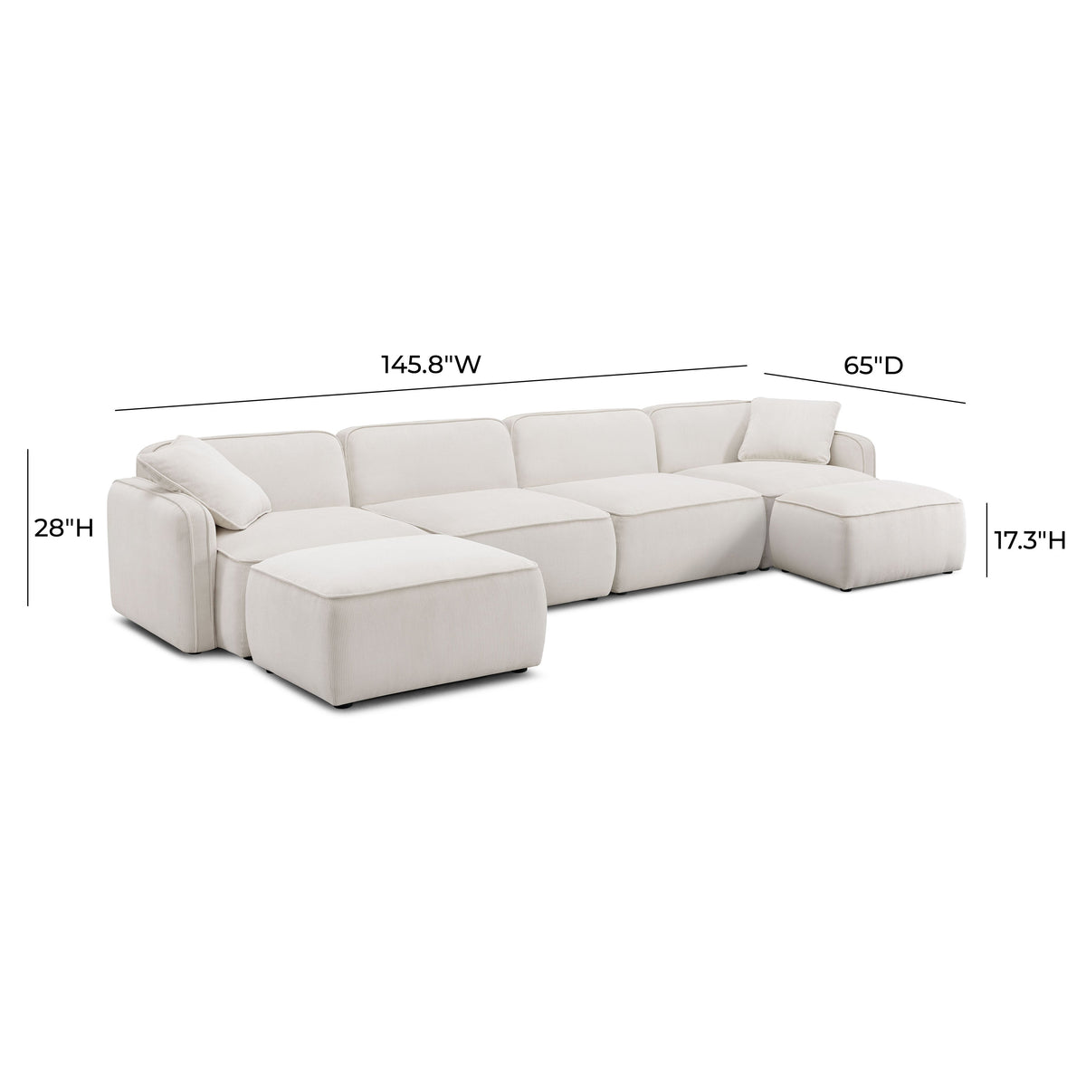 Travie White Sand Performance Corduroy Velvet 6-Piece Modular U-Sectional by TOV Furniture – photo 7 of 8
