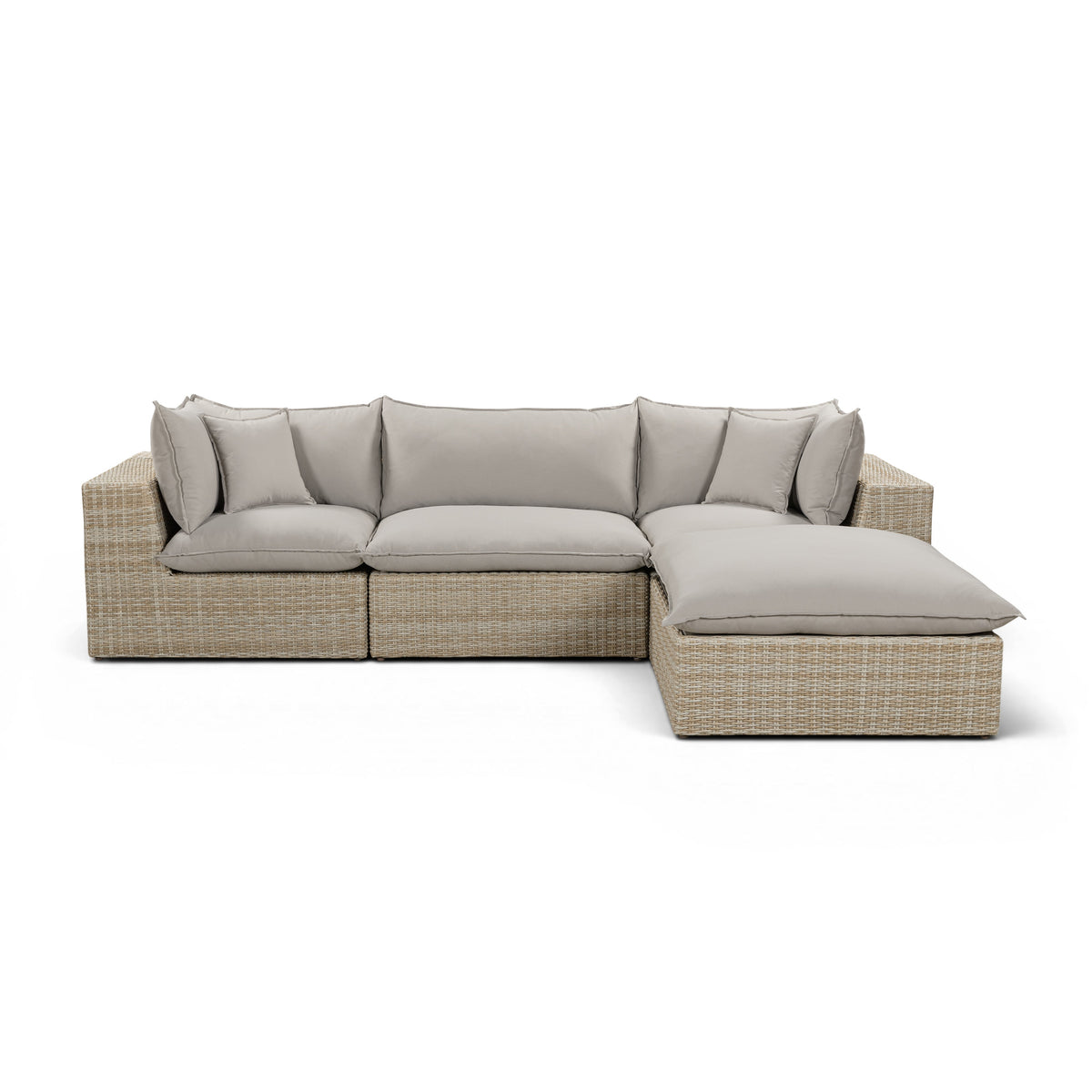 Cali Light Gray Fabric & Natural Wicker Modular Outdoor Sectional by TOV Furniture – photo 1 of 7
