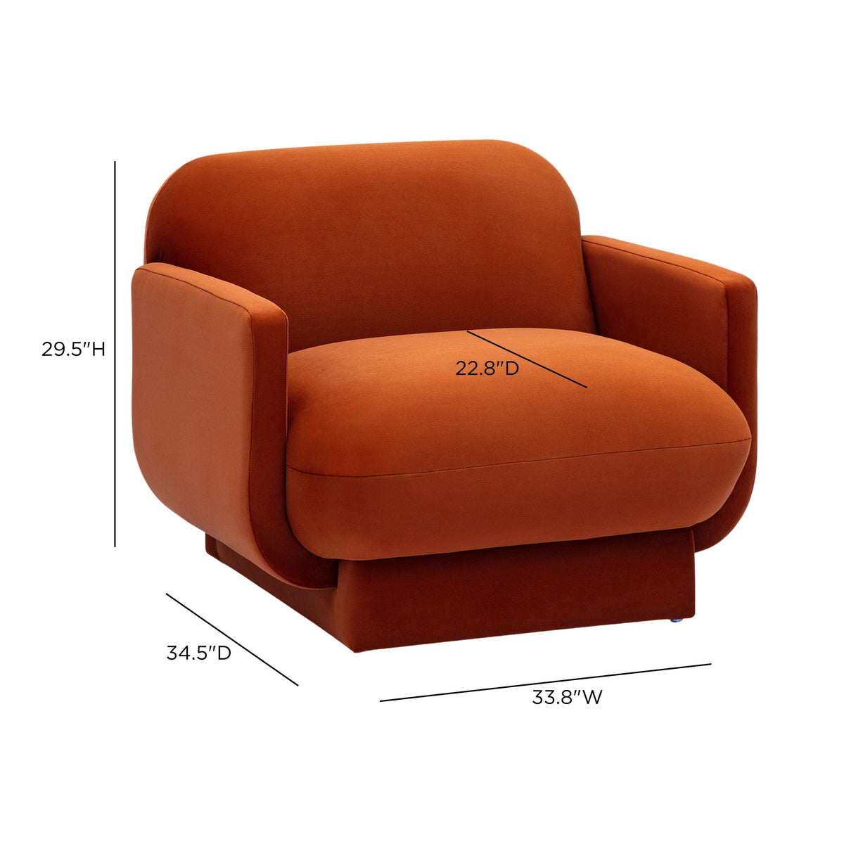 Azalea Rust Orange Performance Velvet Accent Chair by TOV Furniture – photo 6 of 6