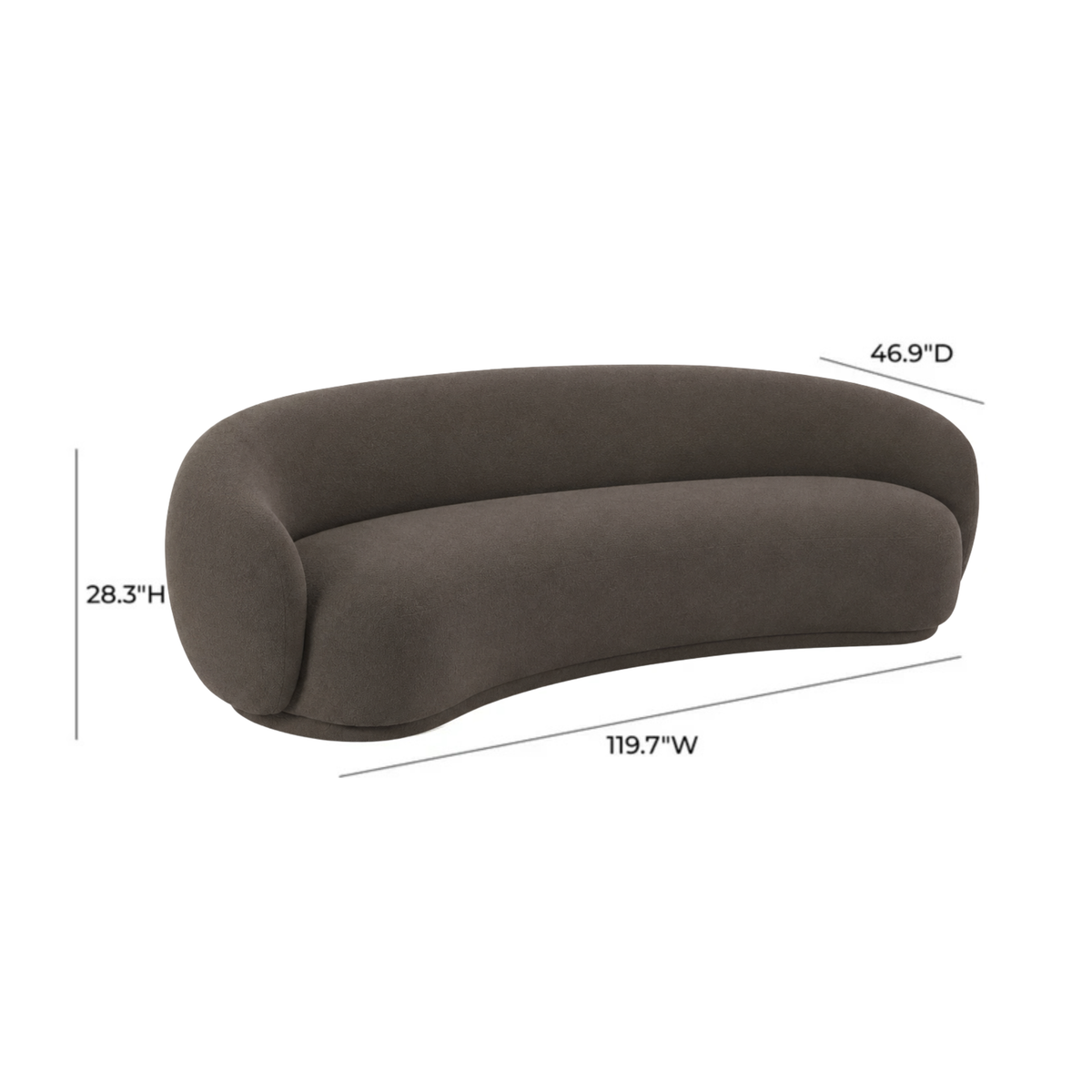 Kendall 120" Java Brown Textured Chenille Sofa by TOV Furniture – photo 5 of 5