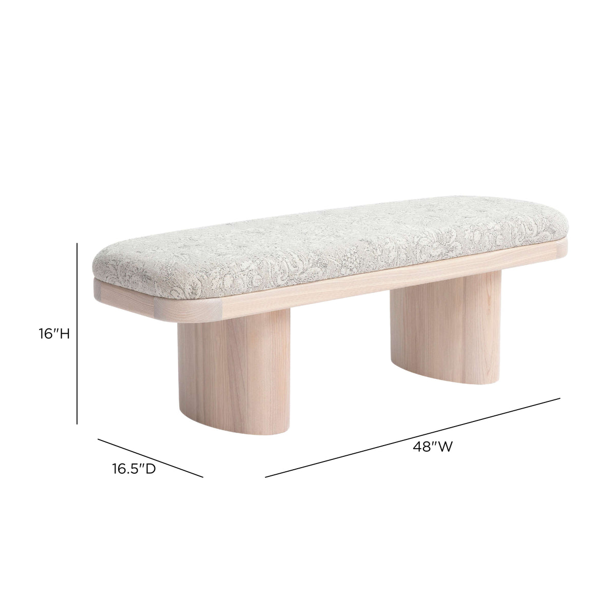 Ollie 48" Neutral Floral Jacquard Bench by TOV Furniture – photo 6 of 6