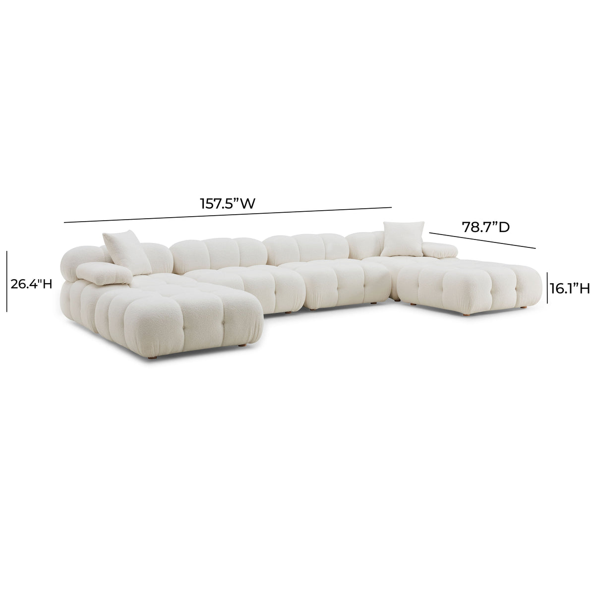 Calliope Cream Performance Vegan Shearling 6-piece Modular U-Sectional by TOV Furniture – photo 6 of 6