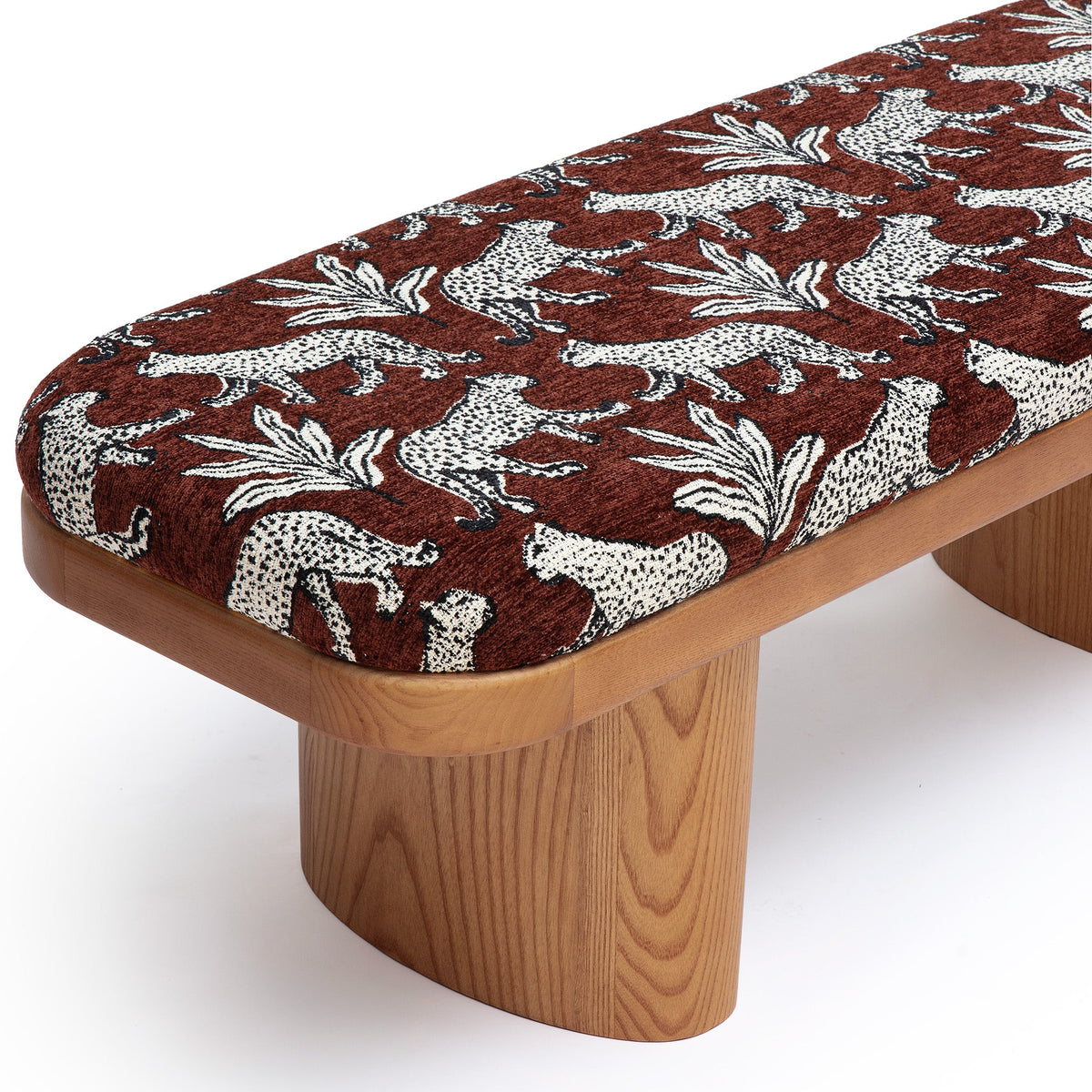 Ollie 48" Brown Leopard Jacquard Bench by TOV Furniture – photo 5 of 7