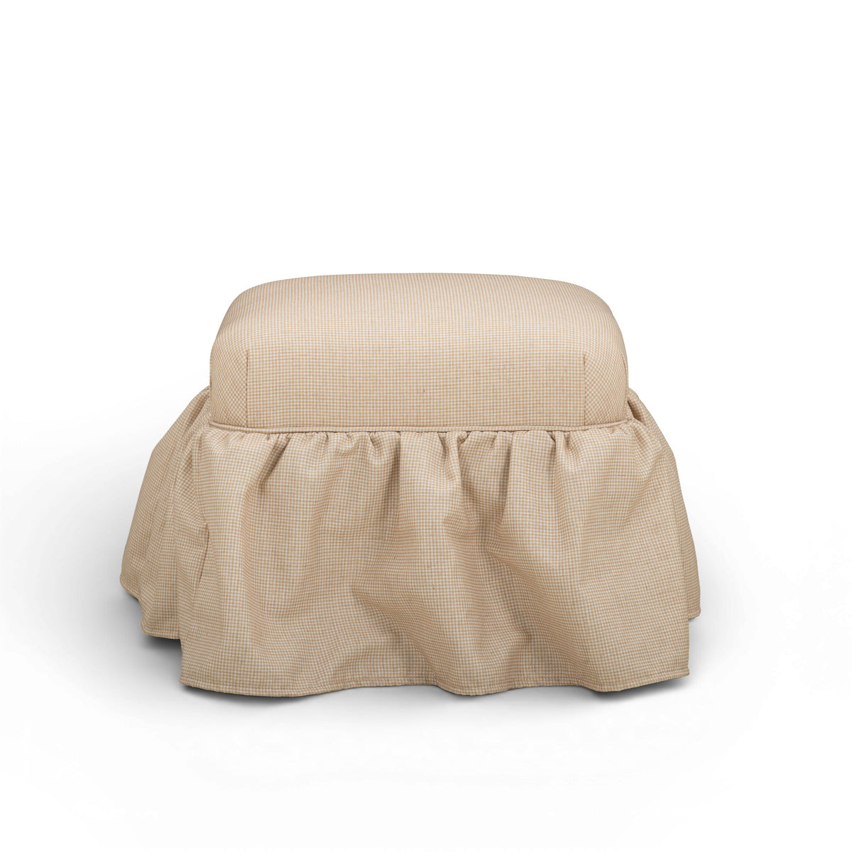 Gertrude Yellow Gingham Performance Linen Skirted Ottoman by TOV Furniture – photo 1 of 7