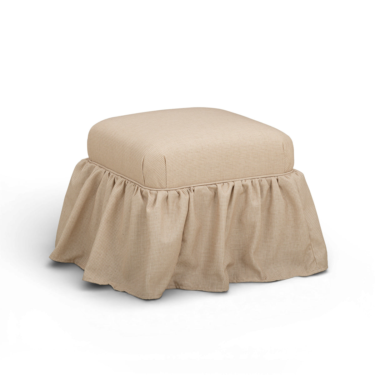 Gertrude Yellow Gingham Performance Linen Skirted Ottoman by TOV Furniture – photo 4 of 7
