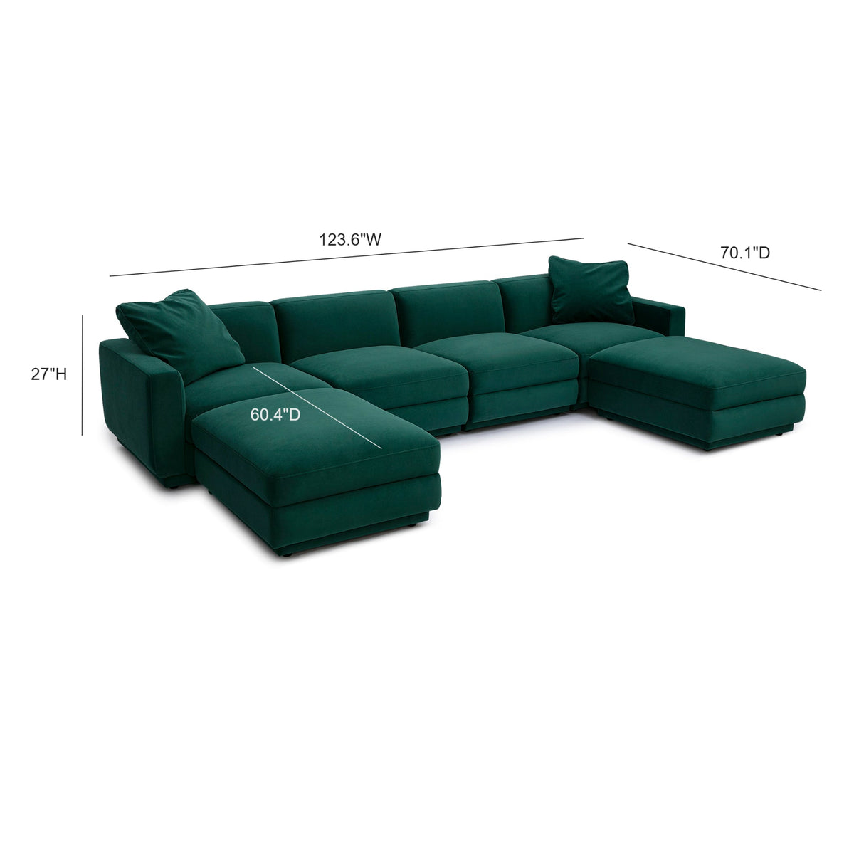 Perry Deep Green Performance Velvet Modular U-Sectional by TOV Furniture – photo 6 of 6