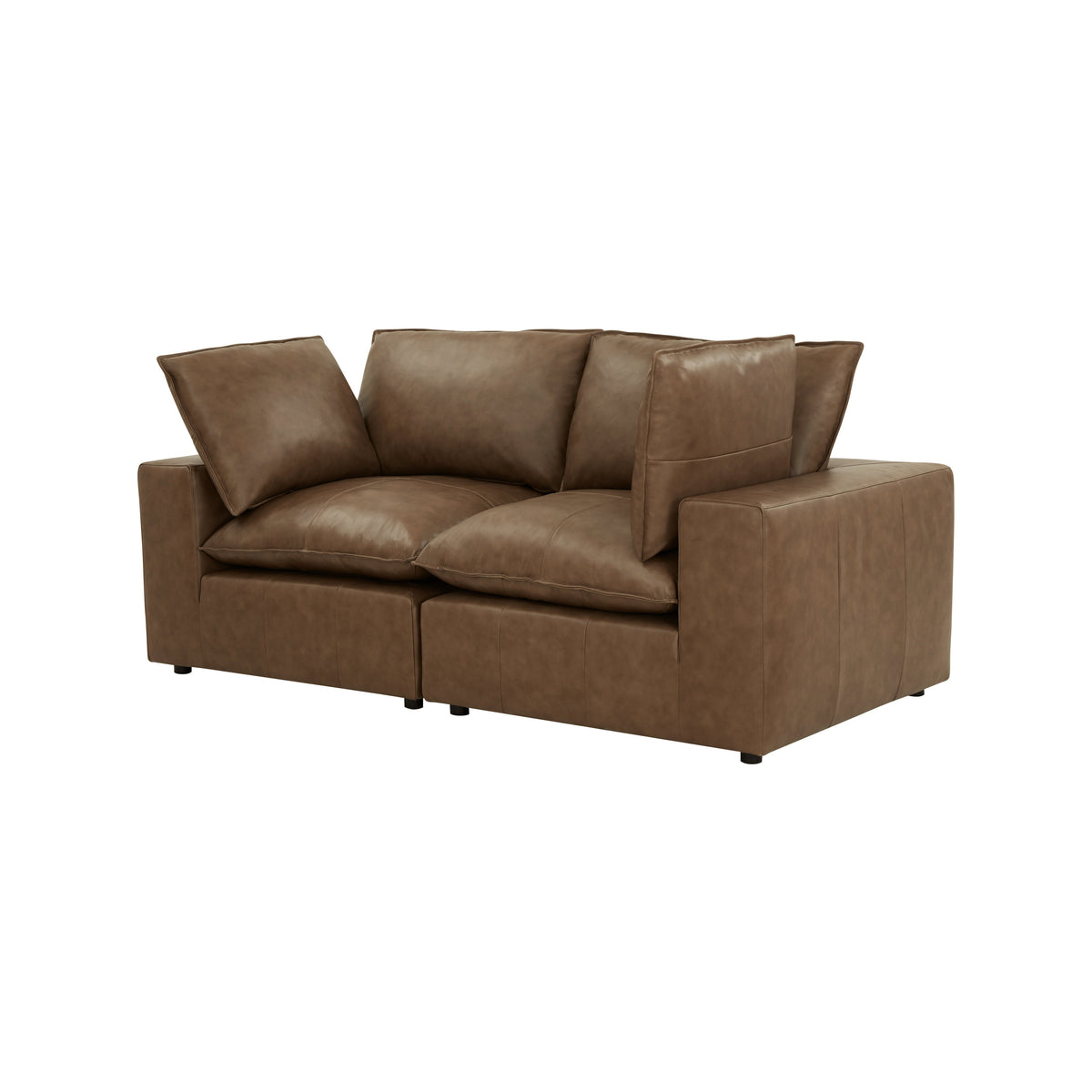 Cali 80" Brown Leather Modular Loveseat by TOV Furniture – photo 3 of 6