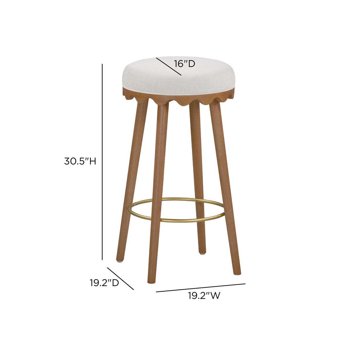 Oodle Cream Performance Vegan Mohair Light Walnut Bar Stool by TOV Furniture – photo 6 of 6