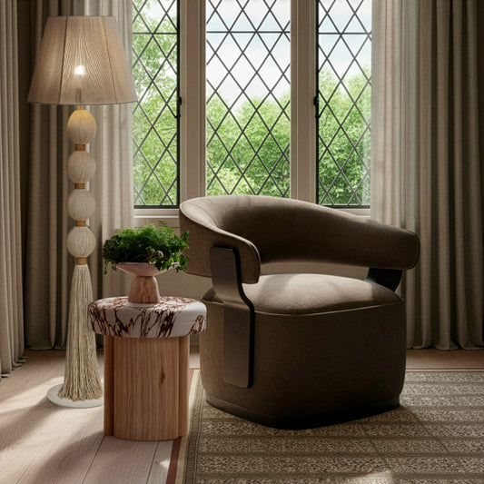 Madison Linen Performance Chenille Swivel Accent Chair in Mink by TOV Furniture – photo 2 of 8