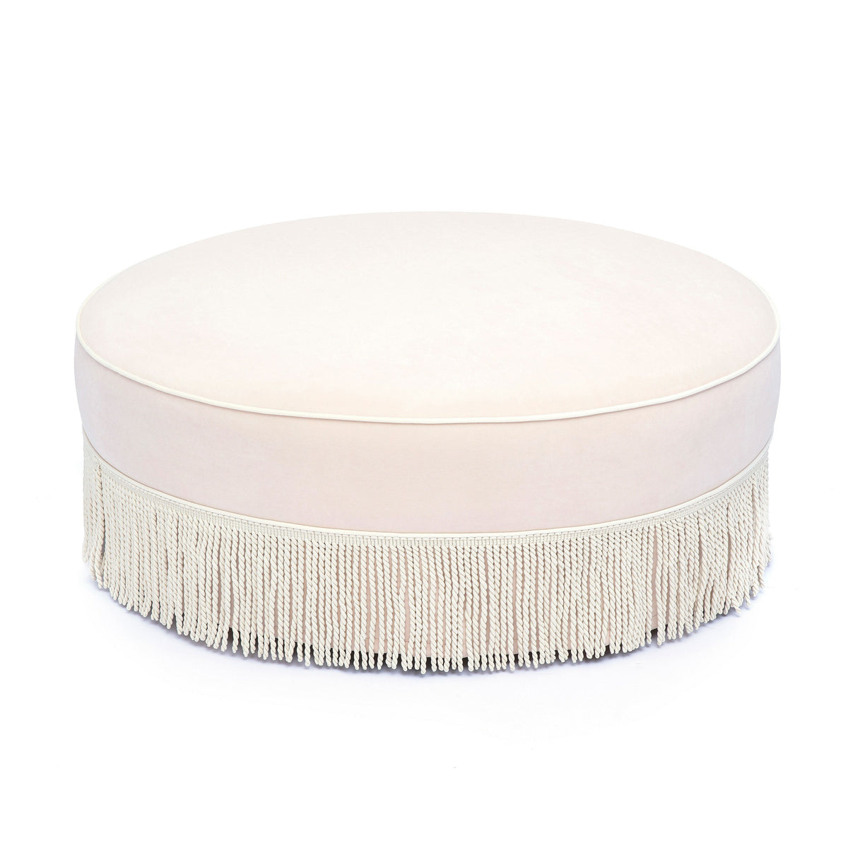 Tassy Pink Tasseled Round Ottoman by TOV Furniture – photo 3 of 7