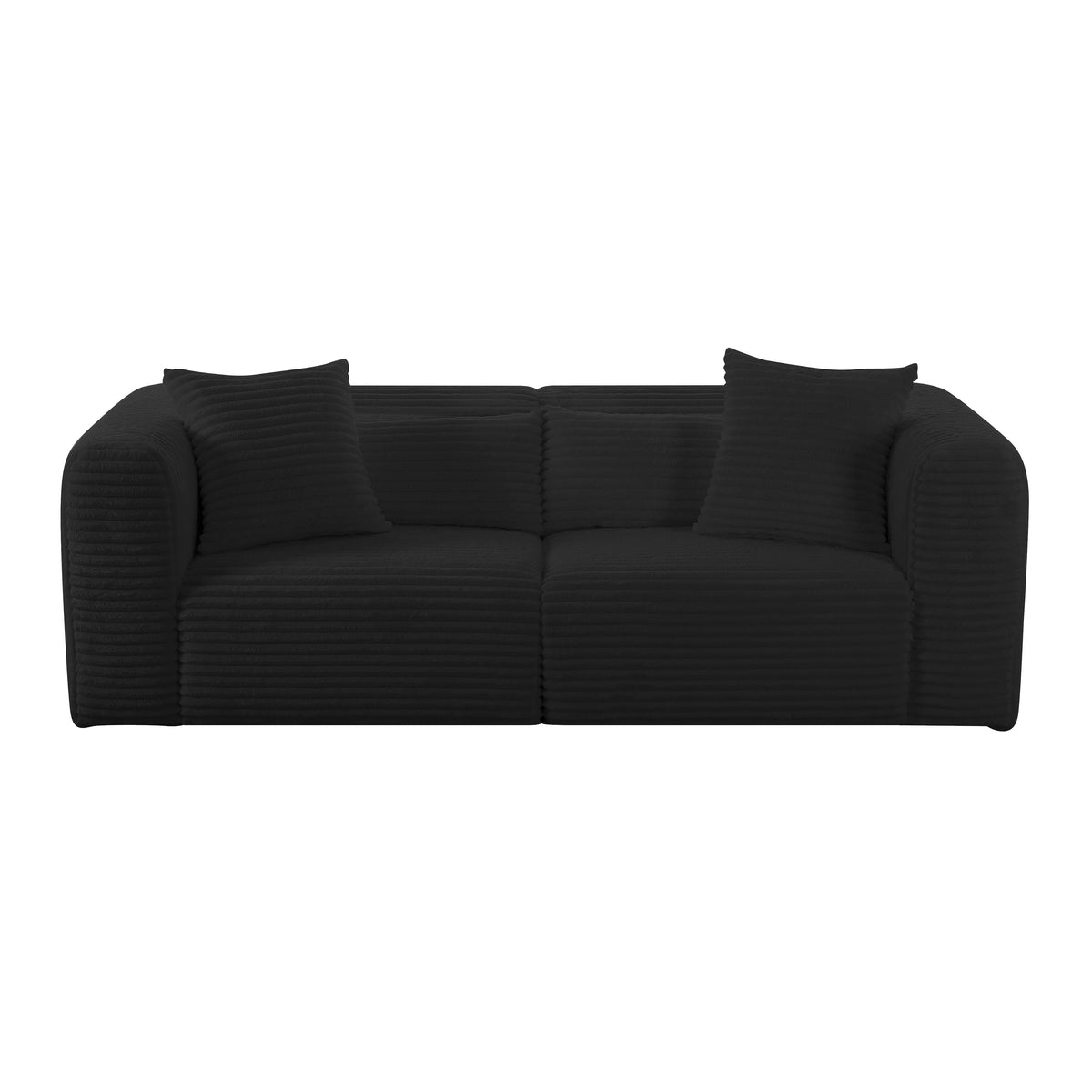 Tarra Fluffy Oversized Black Performance Corduroy Modular Loveseat by TOV Furniture – photo 1 of 5