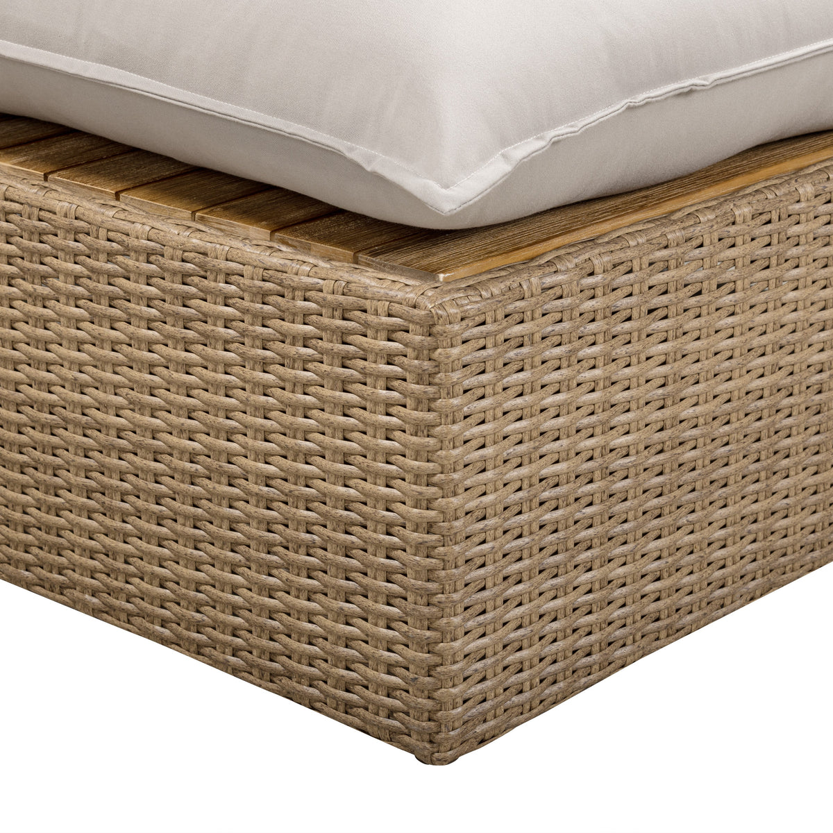Cali Light Gray Performance Fabric & Brown Wicker Outdoor Ottoman by TOV Furniture – photo 3 of 4