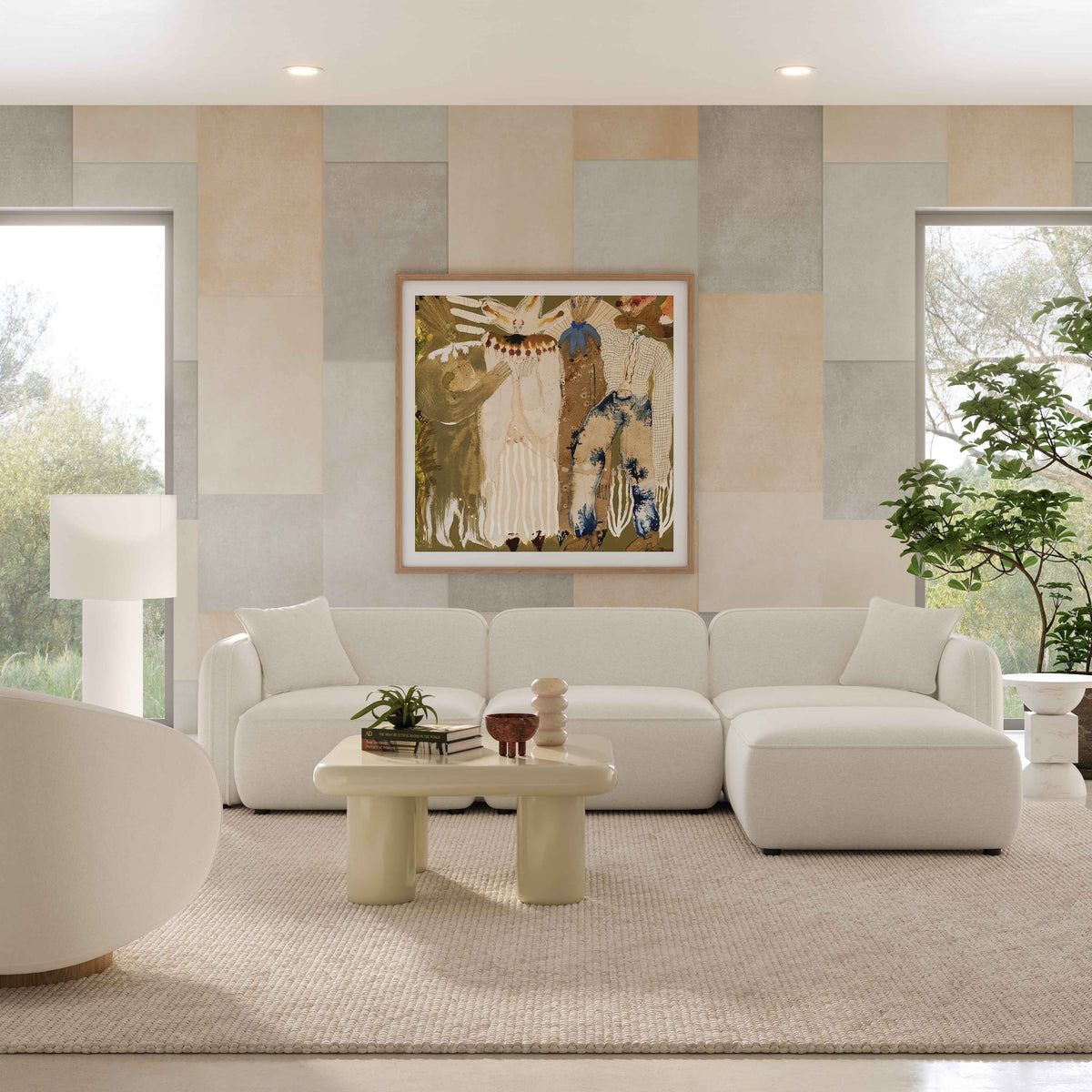 Travie 4-Piece Sand Upcycled Performance Linen Modular Sectional by TOV Furniture – photo 2 of 10