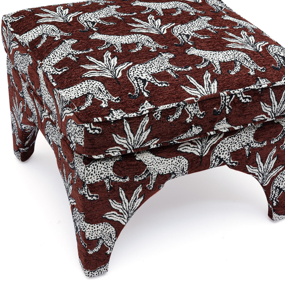 Raji Brown Leopard Jacquard Ottoman by TOV Furniture – photo 5 of 6