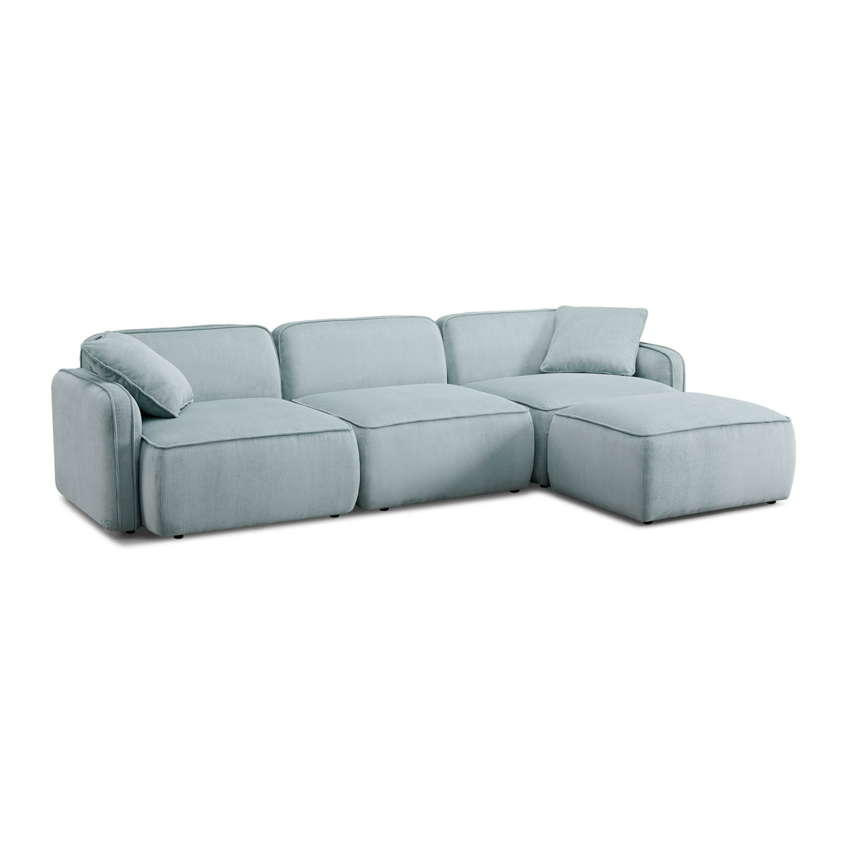 Travie Sea Blue Performance Corduroy Velvet 4-Piece Modular Sectional by TOV Furniture – photo 3 of 9