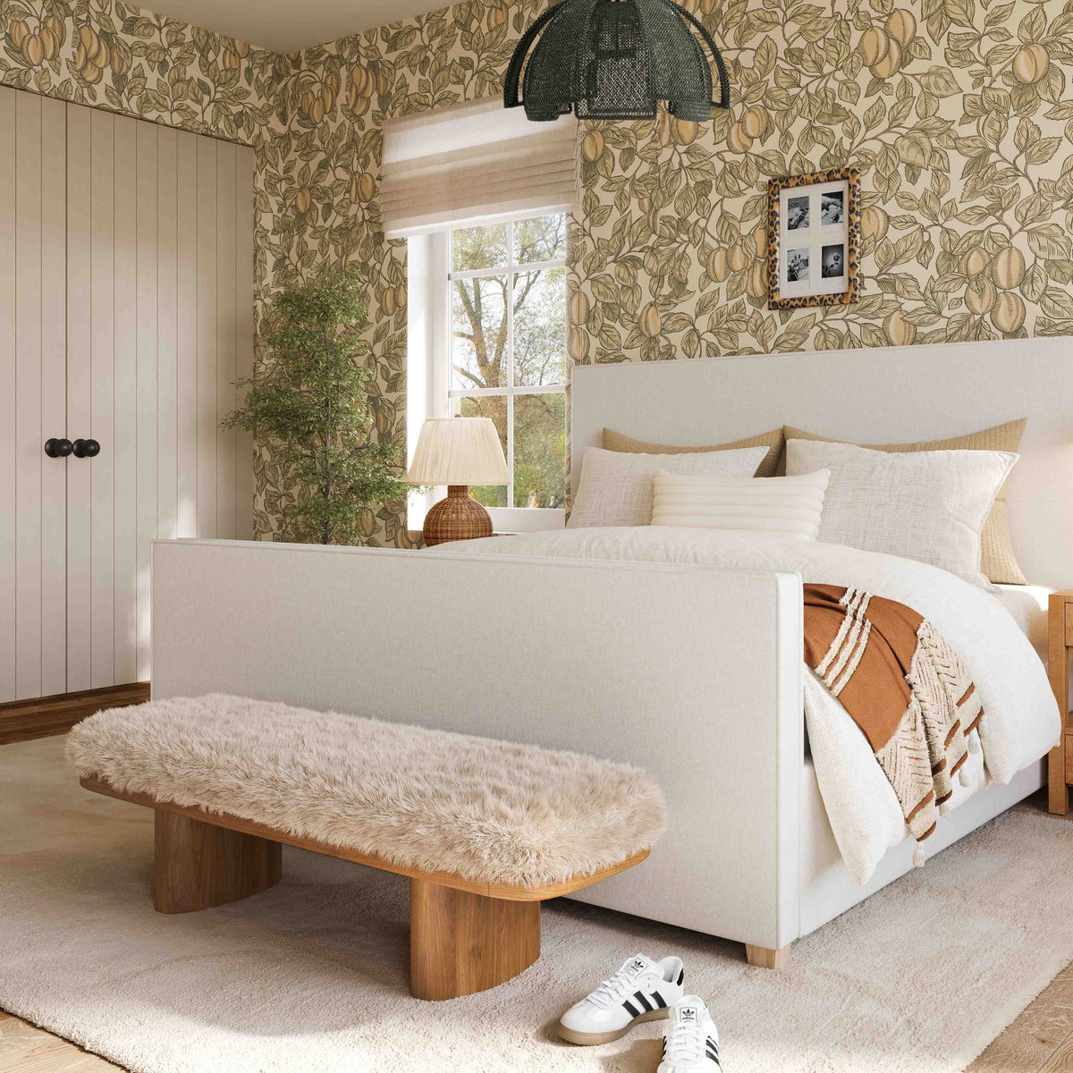 Ollie Natural Contract-Grade Straight Vegan Shearling Large Bench by TOV Furniture – photo 2 of 7