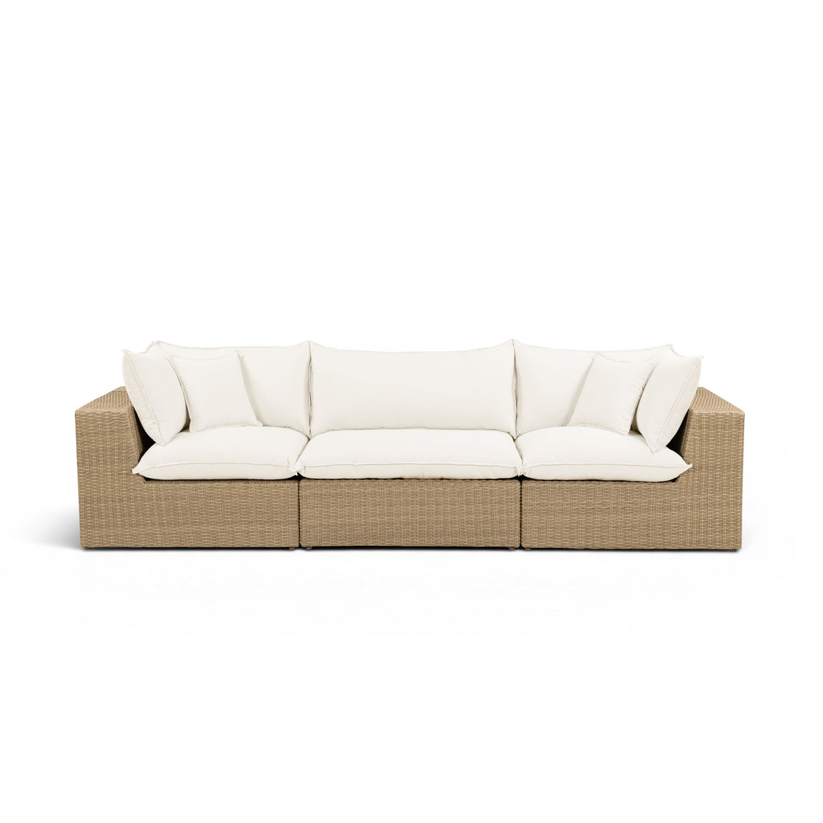 Cali Natural Performance Fabric & Brown Wicker Modular Outdoor Sofa by TOV Furniture – photo 1 of 6