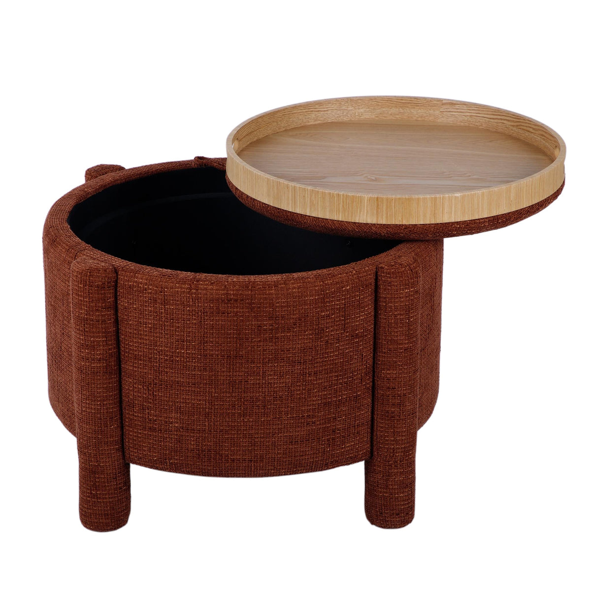Bellamy Brown Railroad Chenille Storage Stool With Reversible Tray Top by TOV Furniture – photo 5 of 8