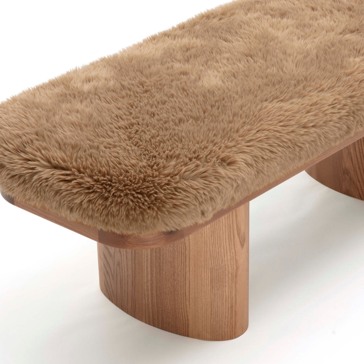 Ollie Taupe Contract-Grade Straight Vegan Shearling Bench by TOV Furniture – photo 5 of 7