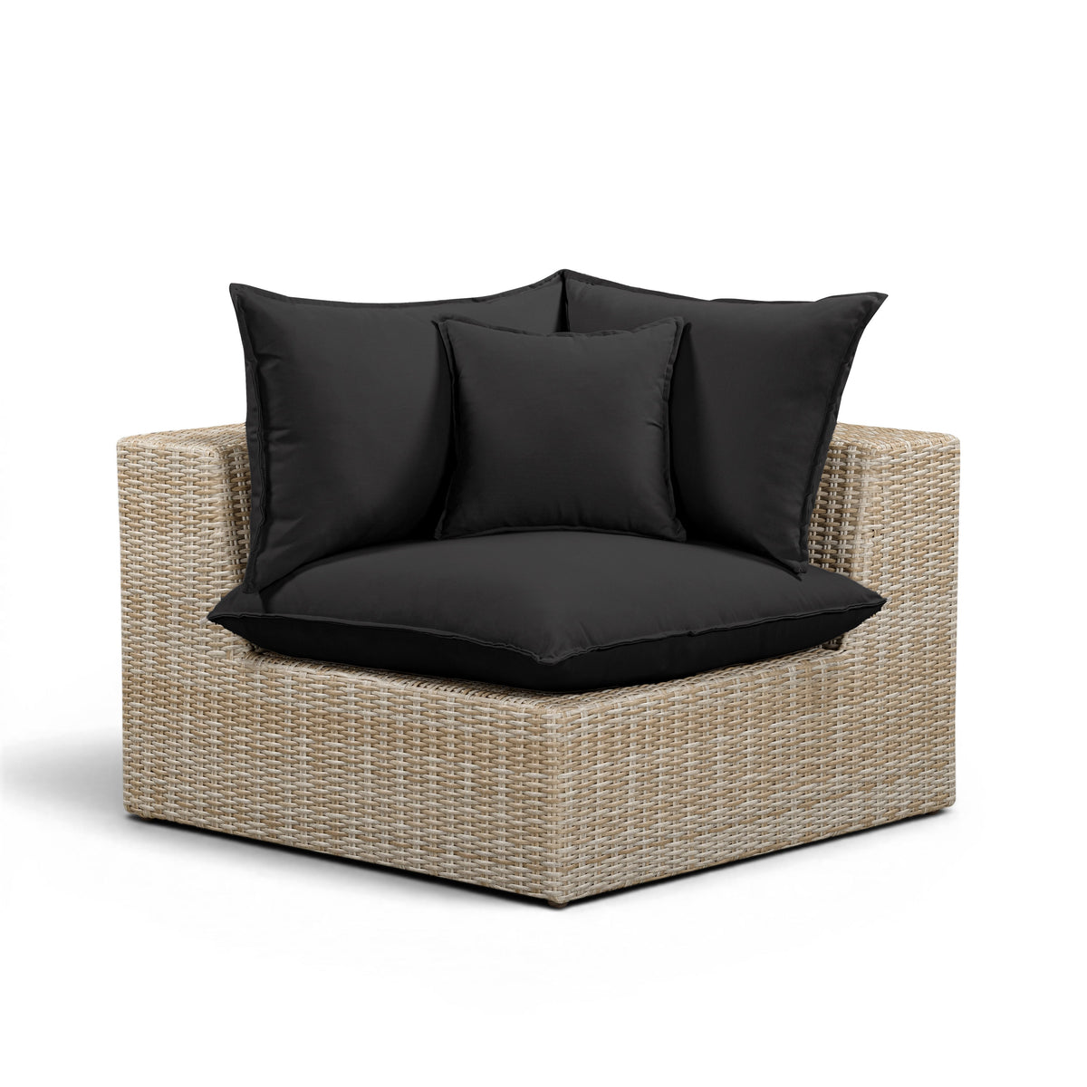 Cali Black Performance Fabric & Natural Wicker Outdoor Corner Chair by TOV Furniture – photo 1 of 6