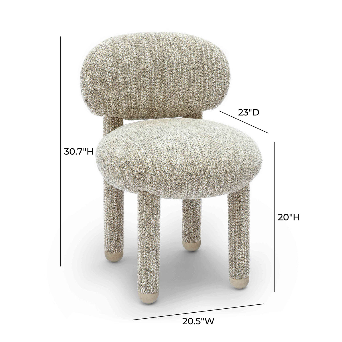 Manu Beige Nubby Performance Fabric Side Chair by TOV Furniture – photo 6 of 8