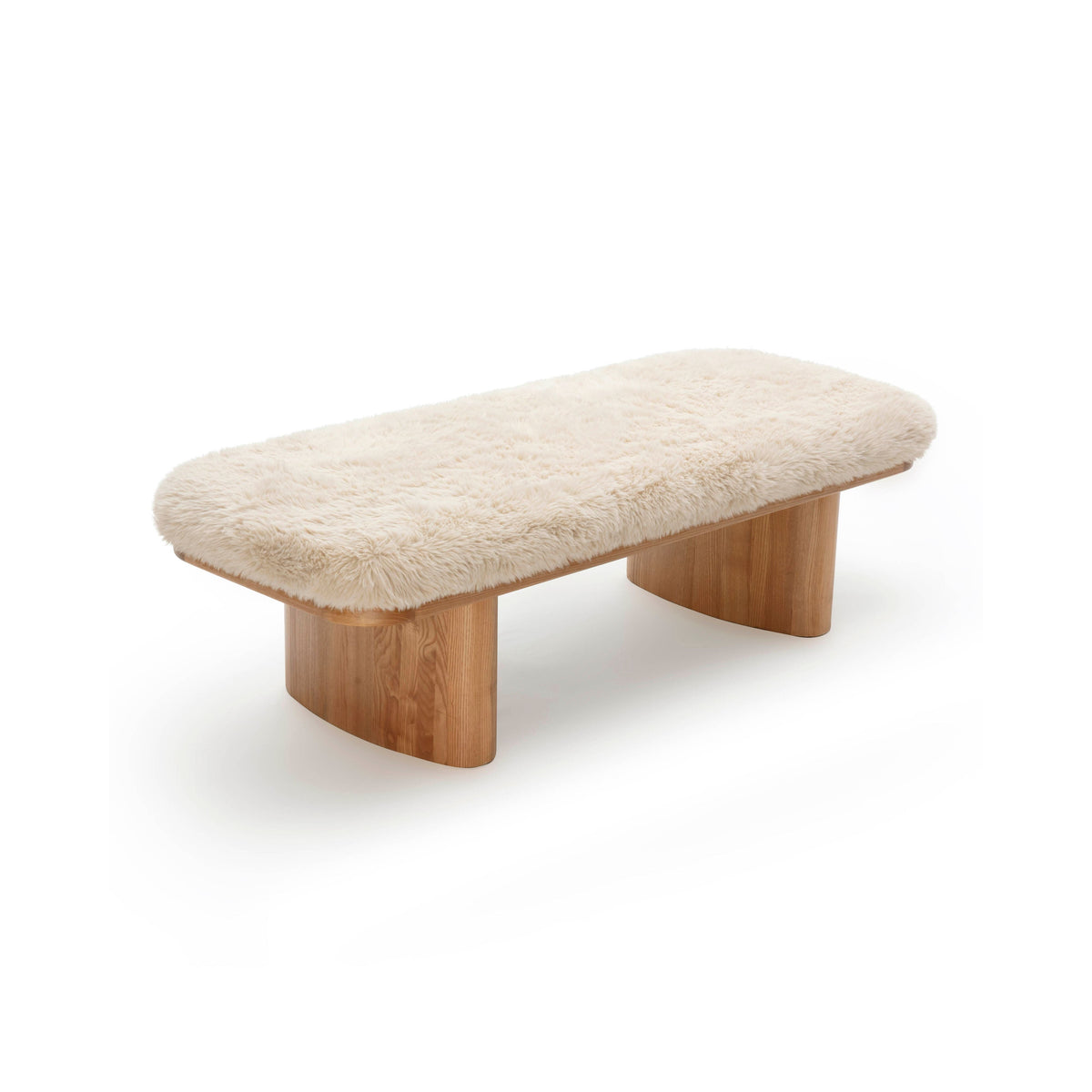 Ollie Natural Contract-Grade Straight Vegan Shearling Large Bench by TOV Furniture – photo 4 of 7