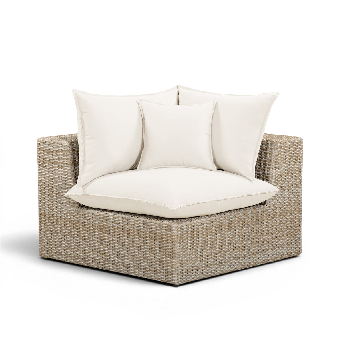 Cali Natural Performance Fabric & Natural Wicker Outdoor Corner Chair by TOV Furniture – photo 1 of 6