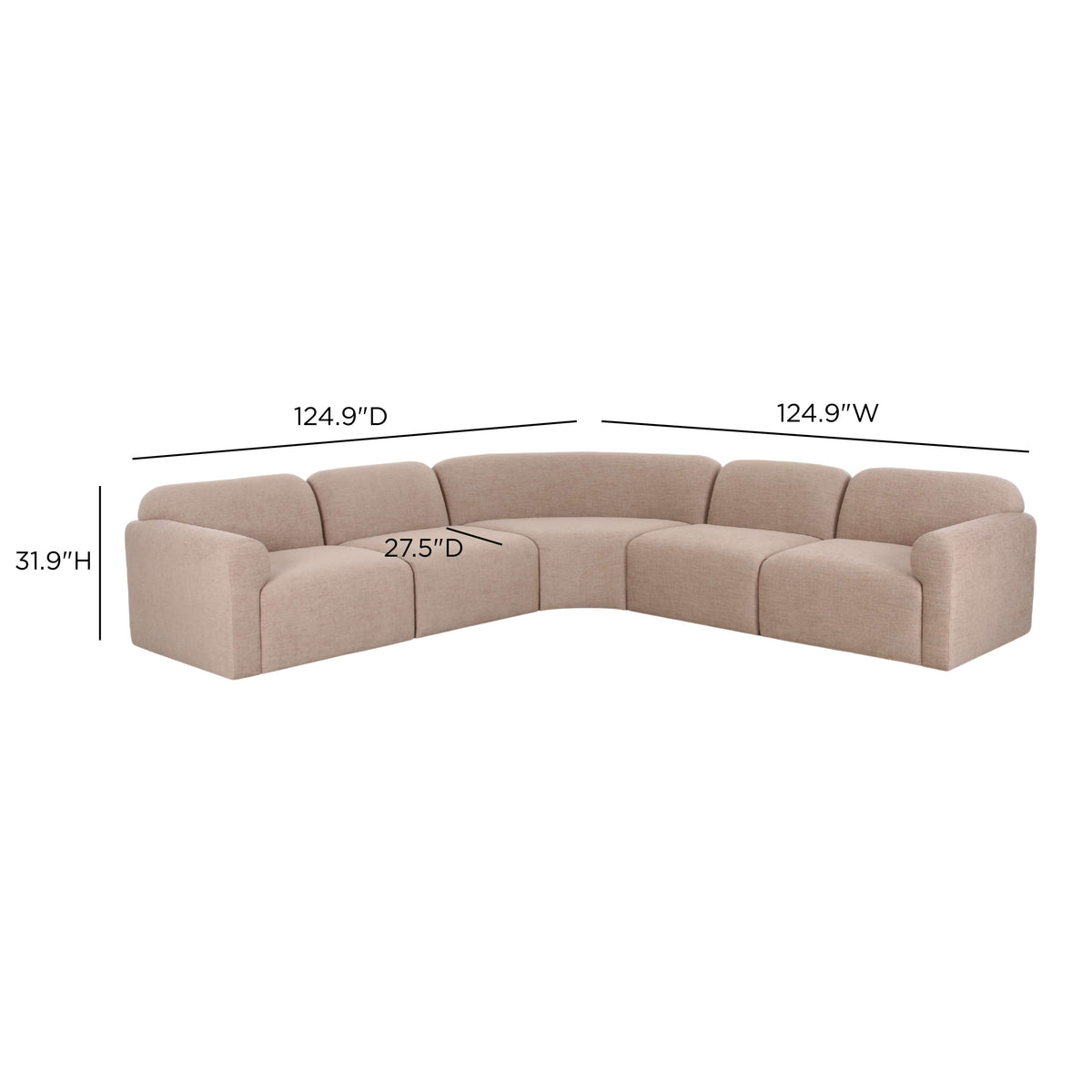 Gorge Tan Performance 5 Piece Corner Sectional by TOV Furniture – photo 5 of 5