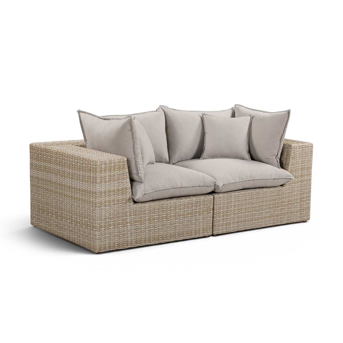 Cali Light Gray Fabric & Natural Wicker Modular Outdoor Loveseat by TOV Furniture – photo 2 of 6