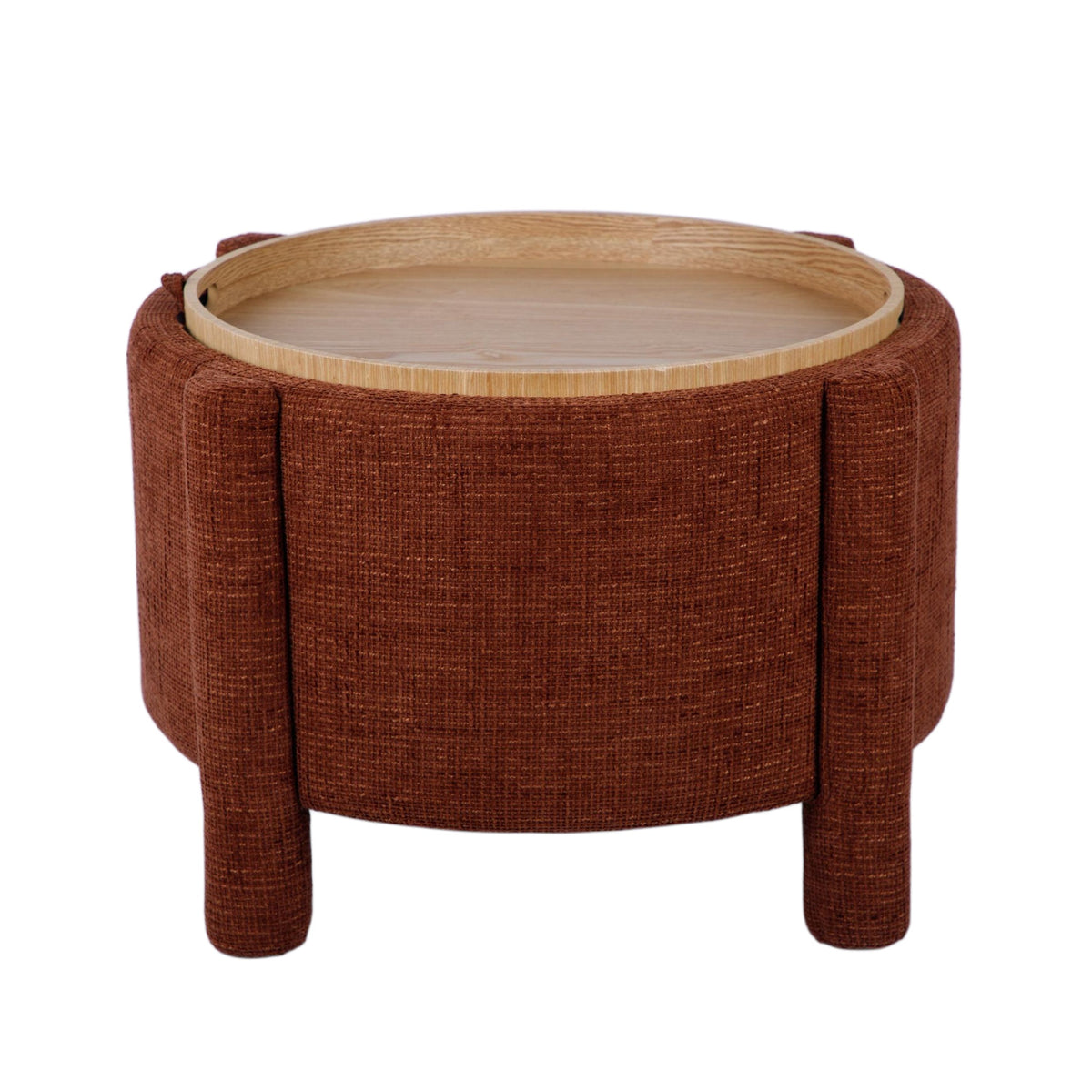 Bellamy Brown Railroad Chenille Storage Stool With Reversible Tray Top by TOV Furniture – photo 2 of 8