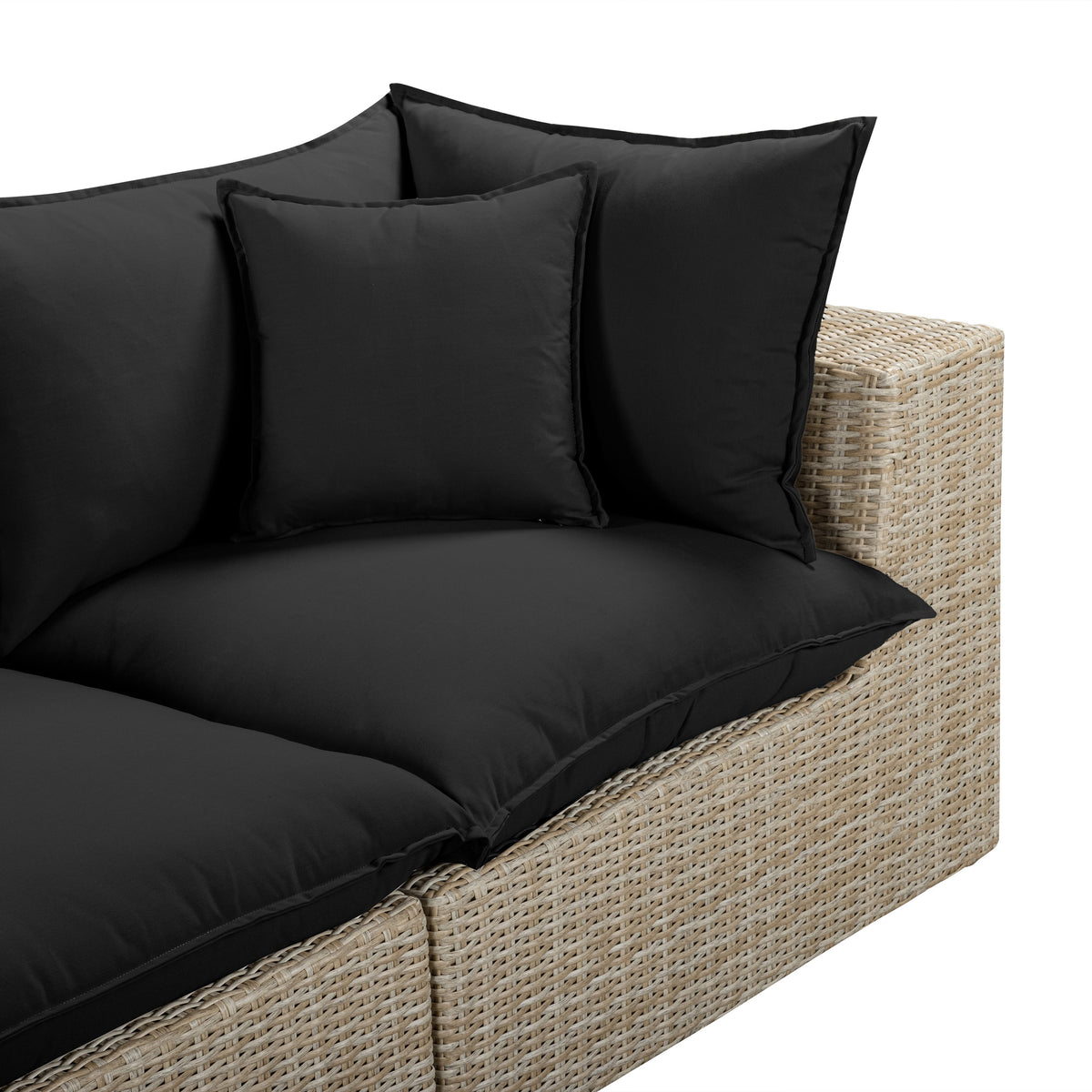 Cali Black Fabric & Natural Wicker Modular Outdoor Sofa by TOV Furniture – photo 5 of 6
